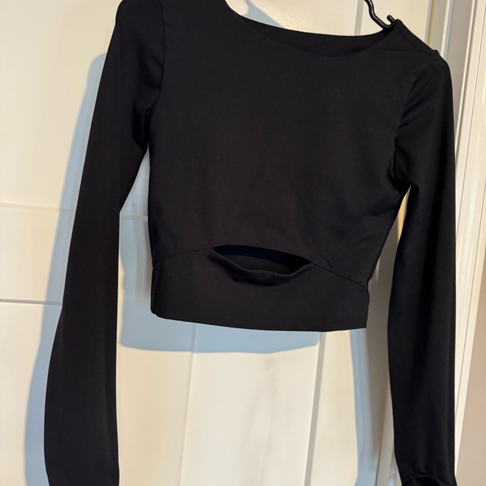 Elegant Black Long Sleeve Crop Top